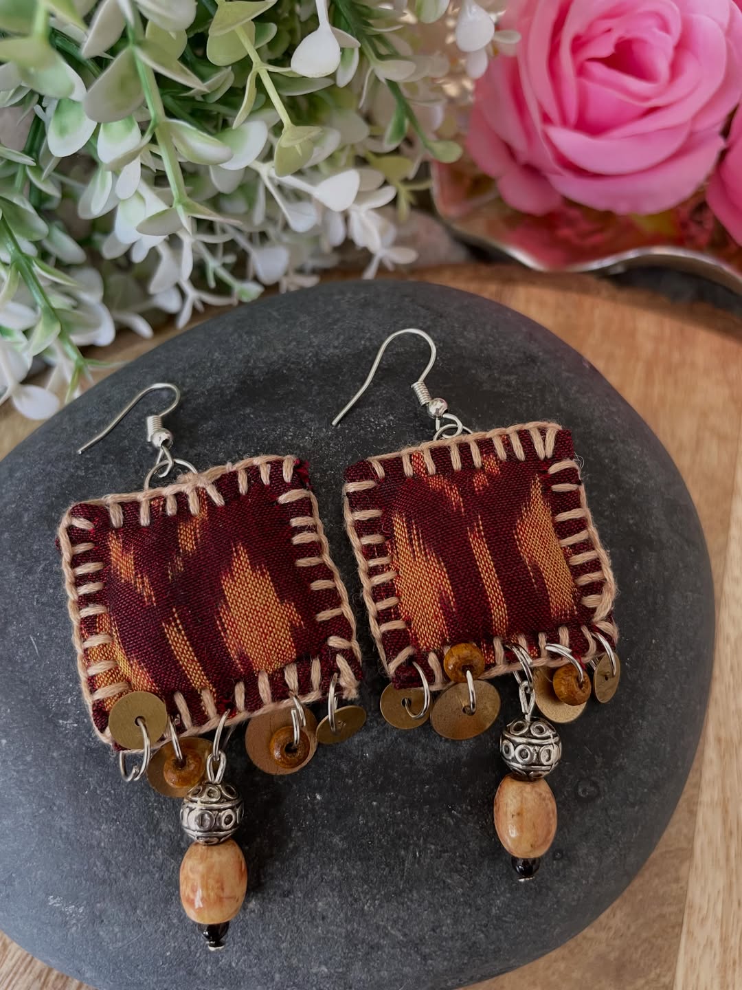 Tribal Ikat Square Dangles