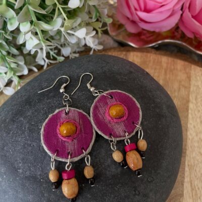 Boho Magenta Circle Drops