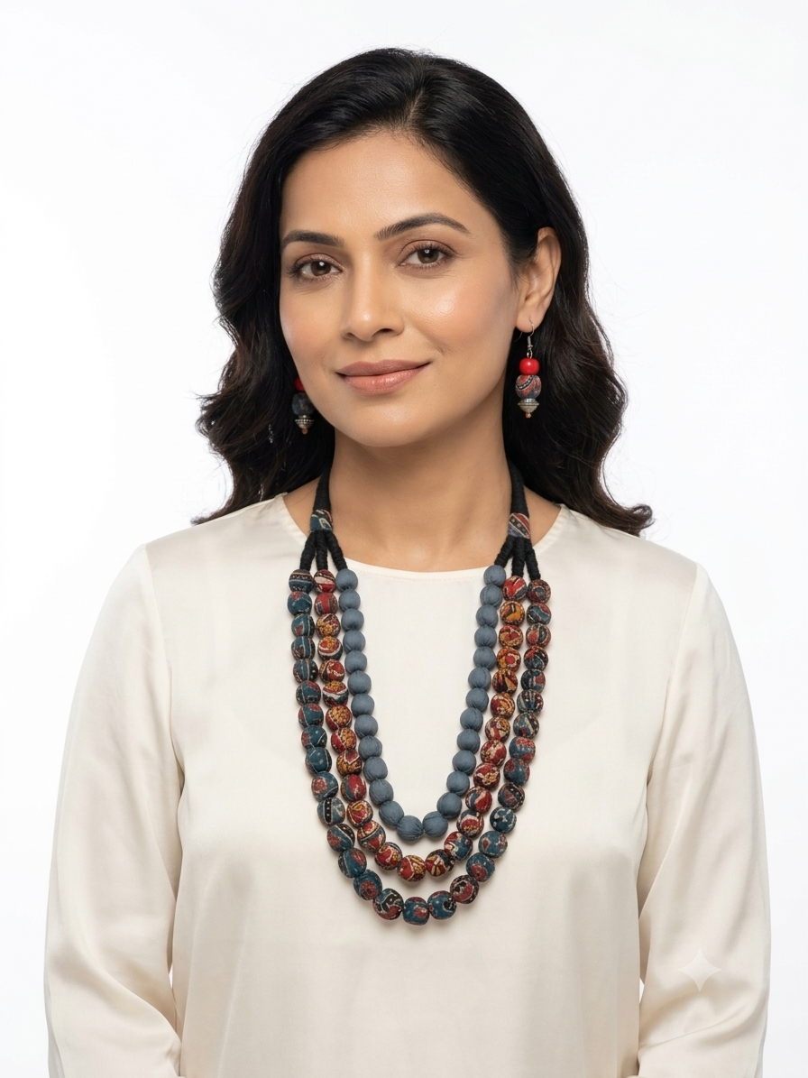 3 Layer Ajrakh Beaded - Image 2