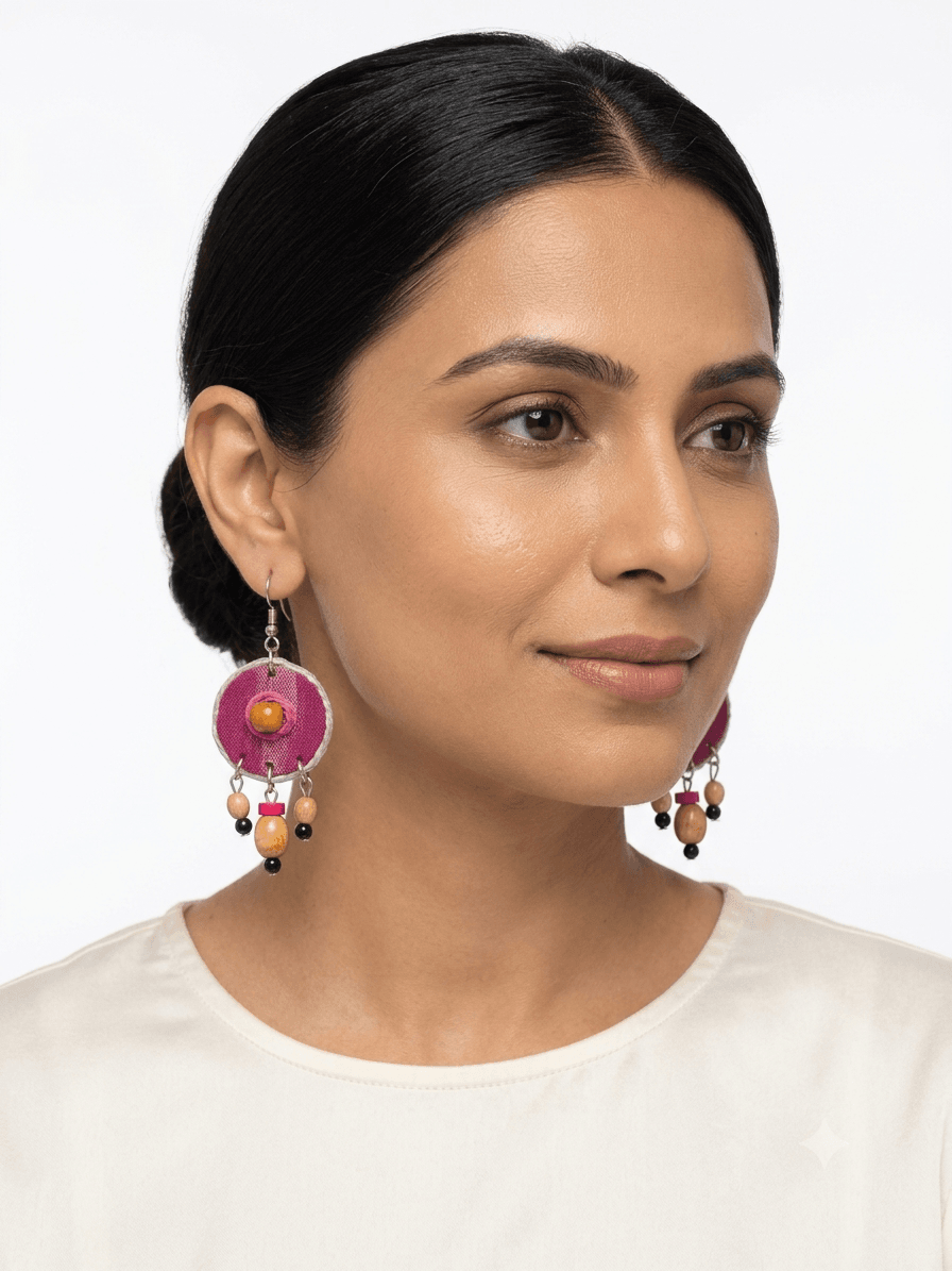Boho Magenta Circle Drops - Image 2