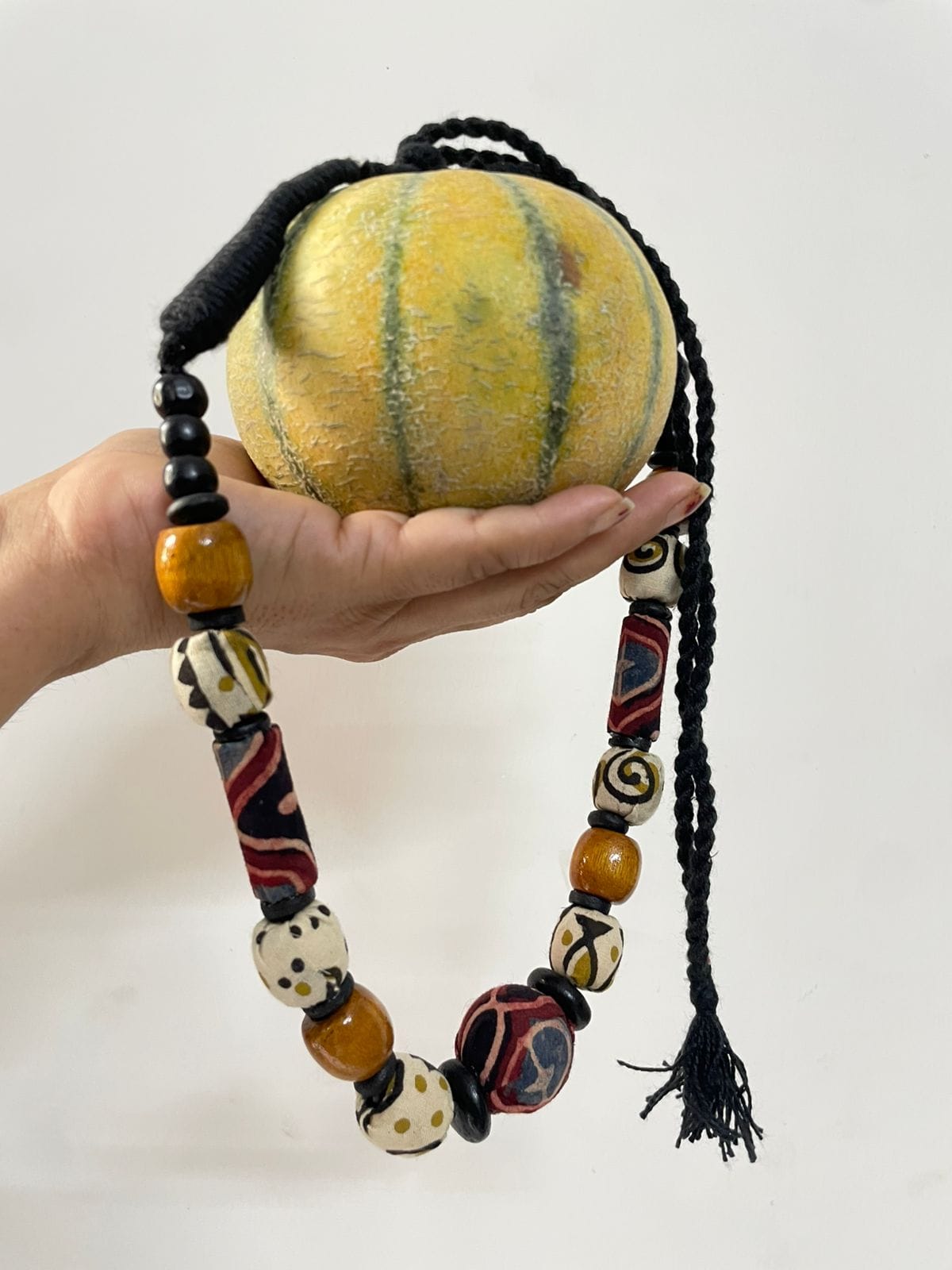 Cotton B&W Ajrakh Beaded - Image 6