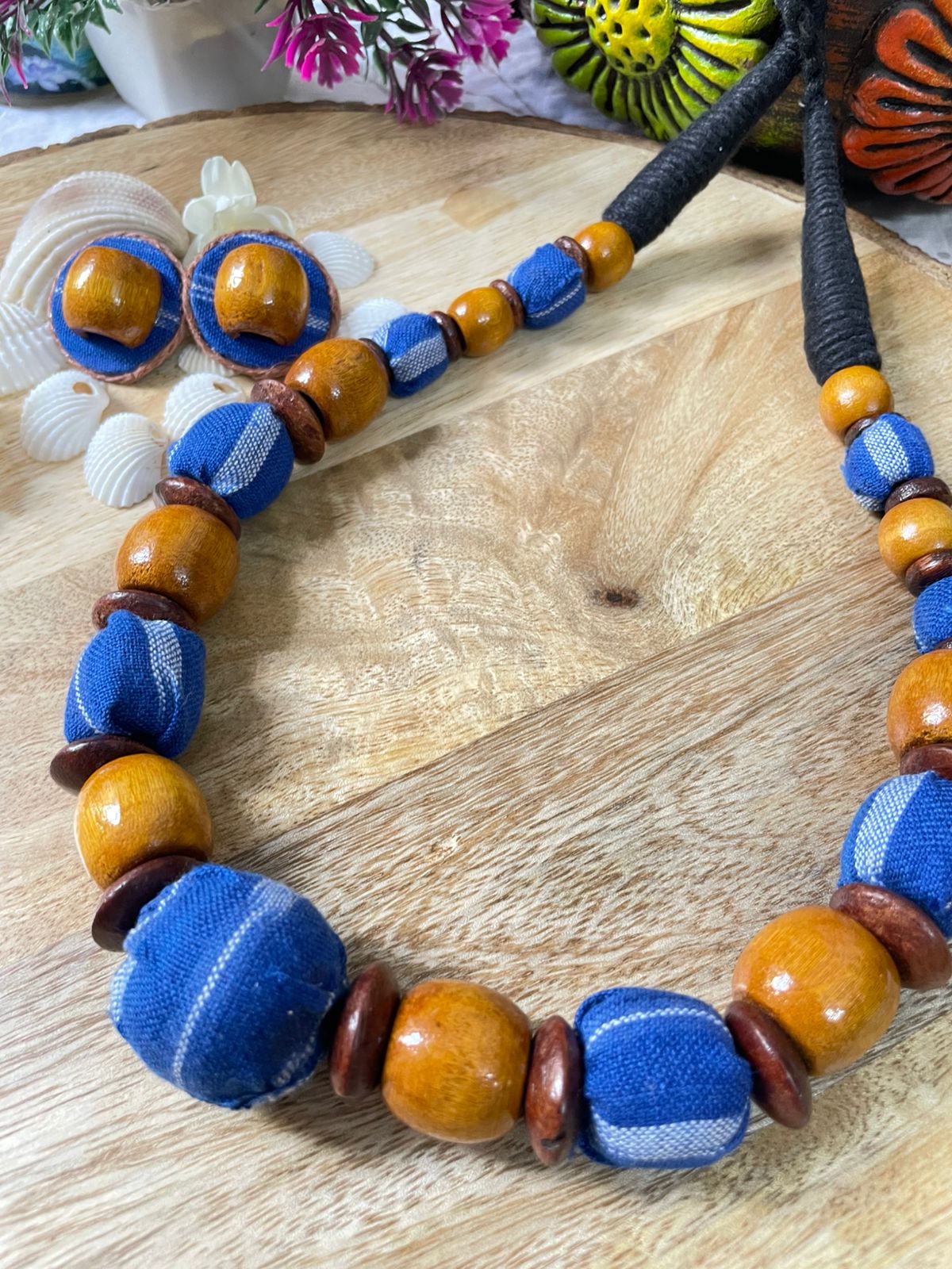 Cotton Blue Ikat Beaded - Image 3