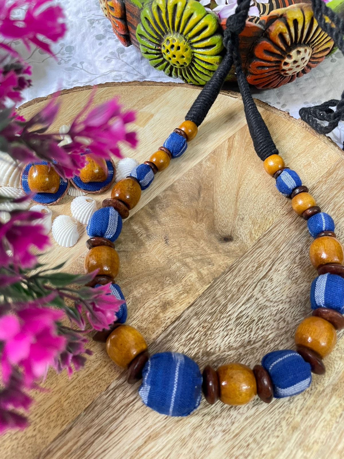 Cotton Blue Ikat Beaded - Image 4