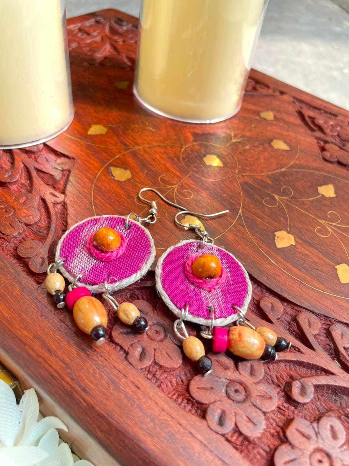 Boho Magenta Circle Drops - Image 3