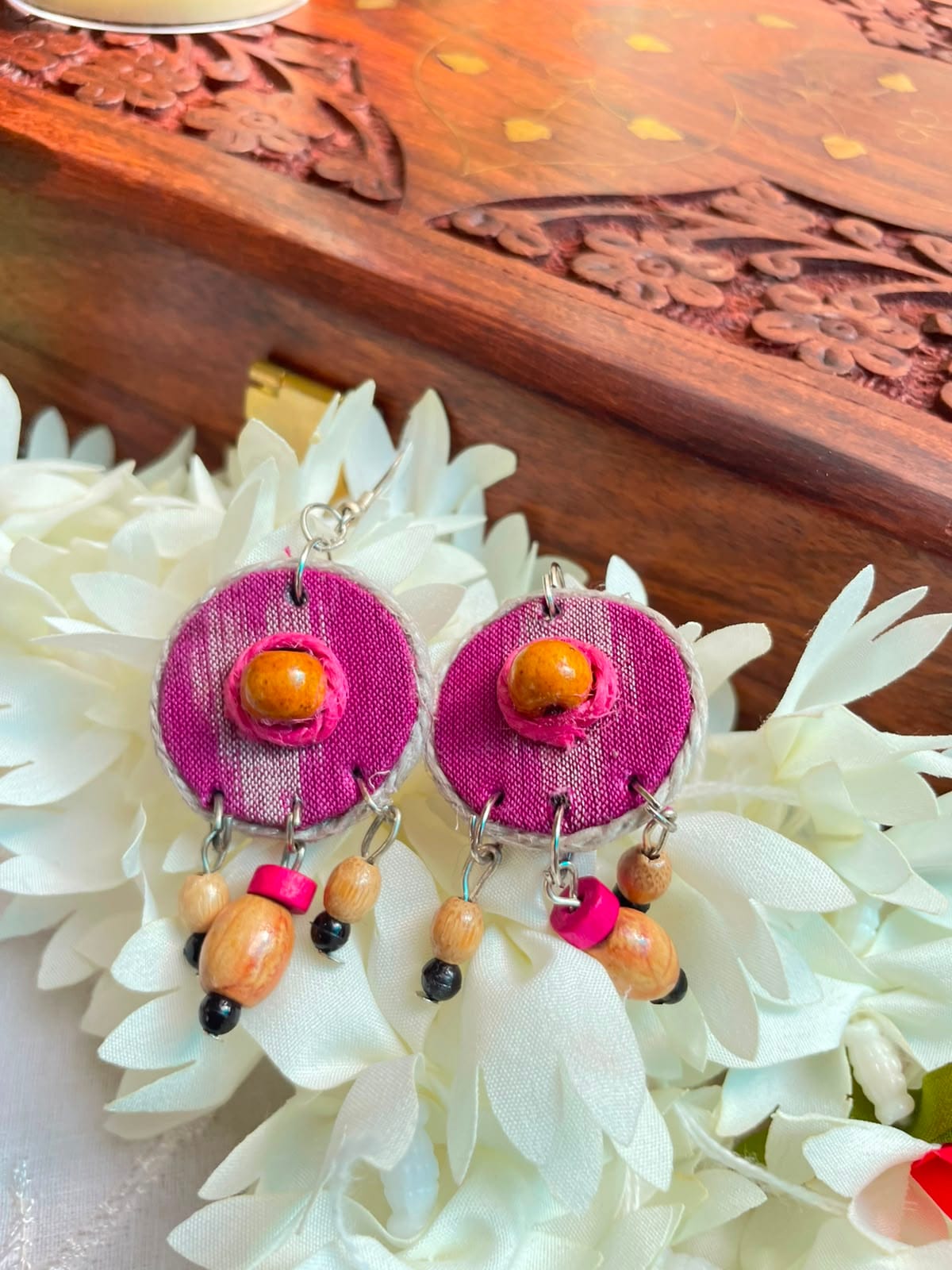 Boho Magenta Circle Drops - Image 4
