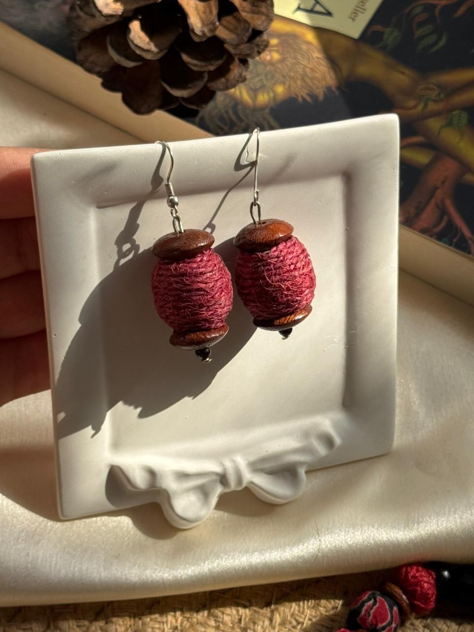 Maroon Jute Beaded