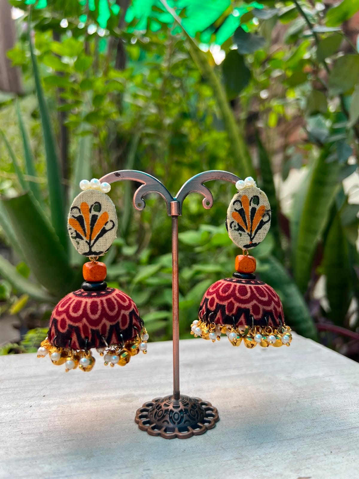Kalika Ajrakh Fabric Jhumka