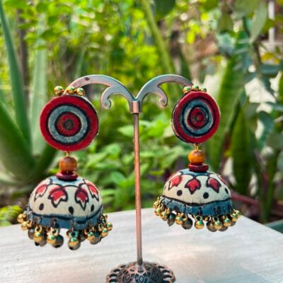 Bindu Ajrakh Fabric Jhumka