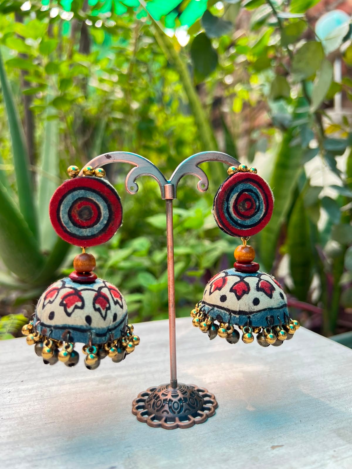 Bindu Ajrakh Fabric Jhumka