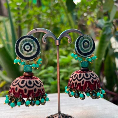 Mallika Ajrakh Fabric Jhumka