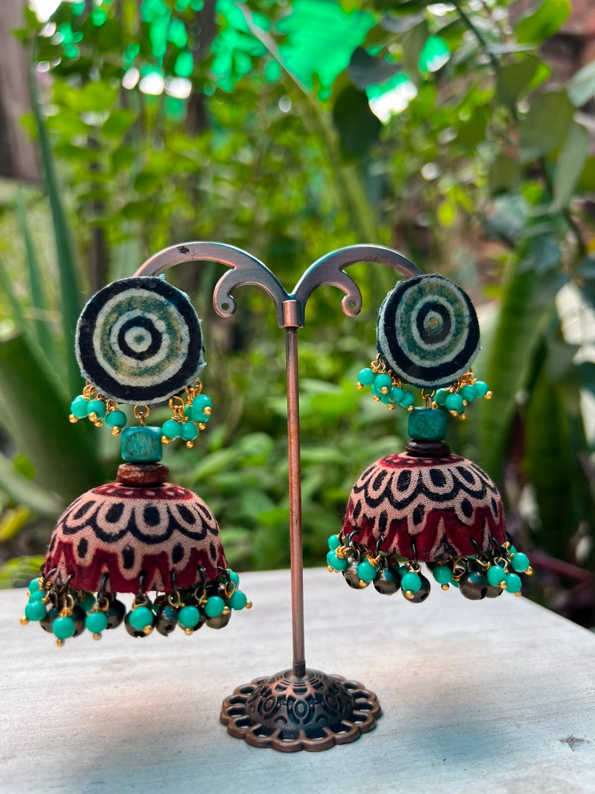 Mallika Ajrakh Fabric Jhumka