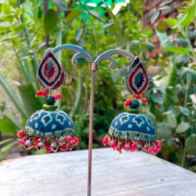 Manjul Blue Ajrakh Jhumka