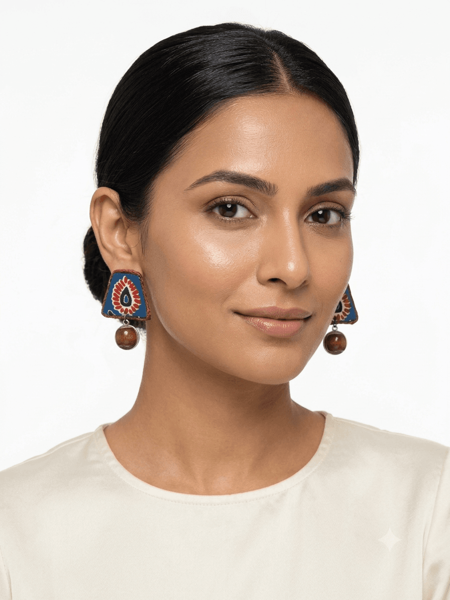 Charmi Block-Print Fabric Earrings - Image 2