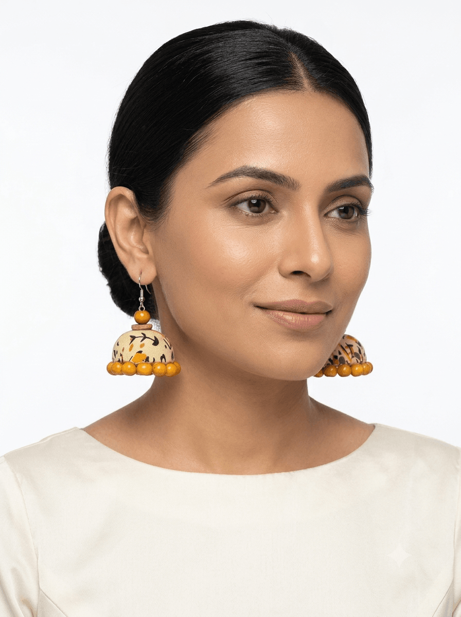 Maaya Handcrafted Fabric Jhumkis - Image 2