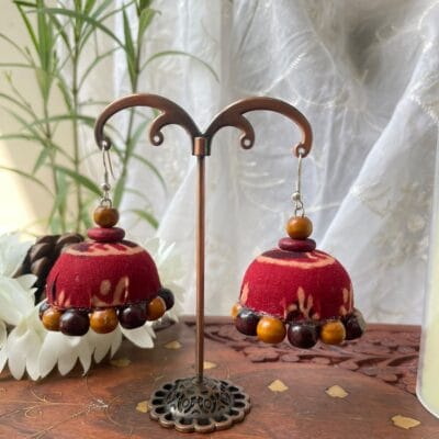 Leela Handcrafted Fabric Jhumkis