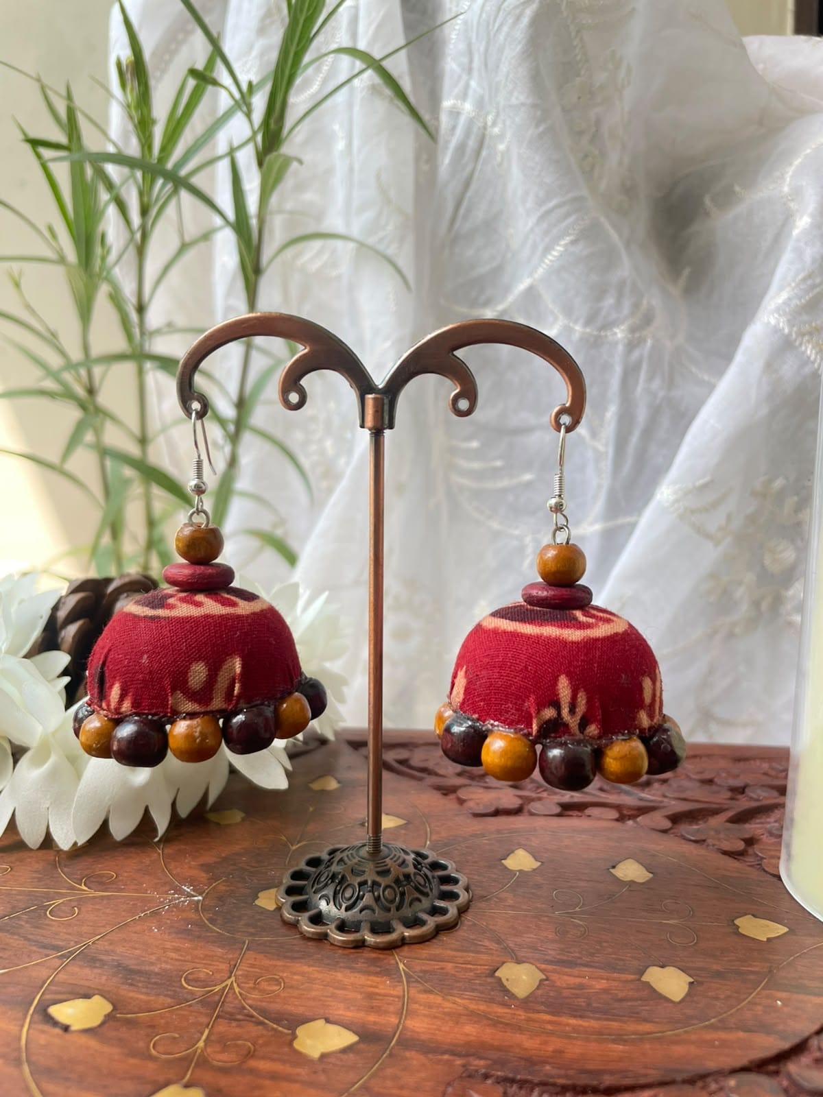 Leela Handcrafted Fabric Jhumkis