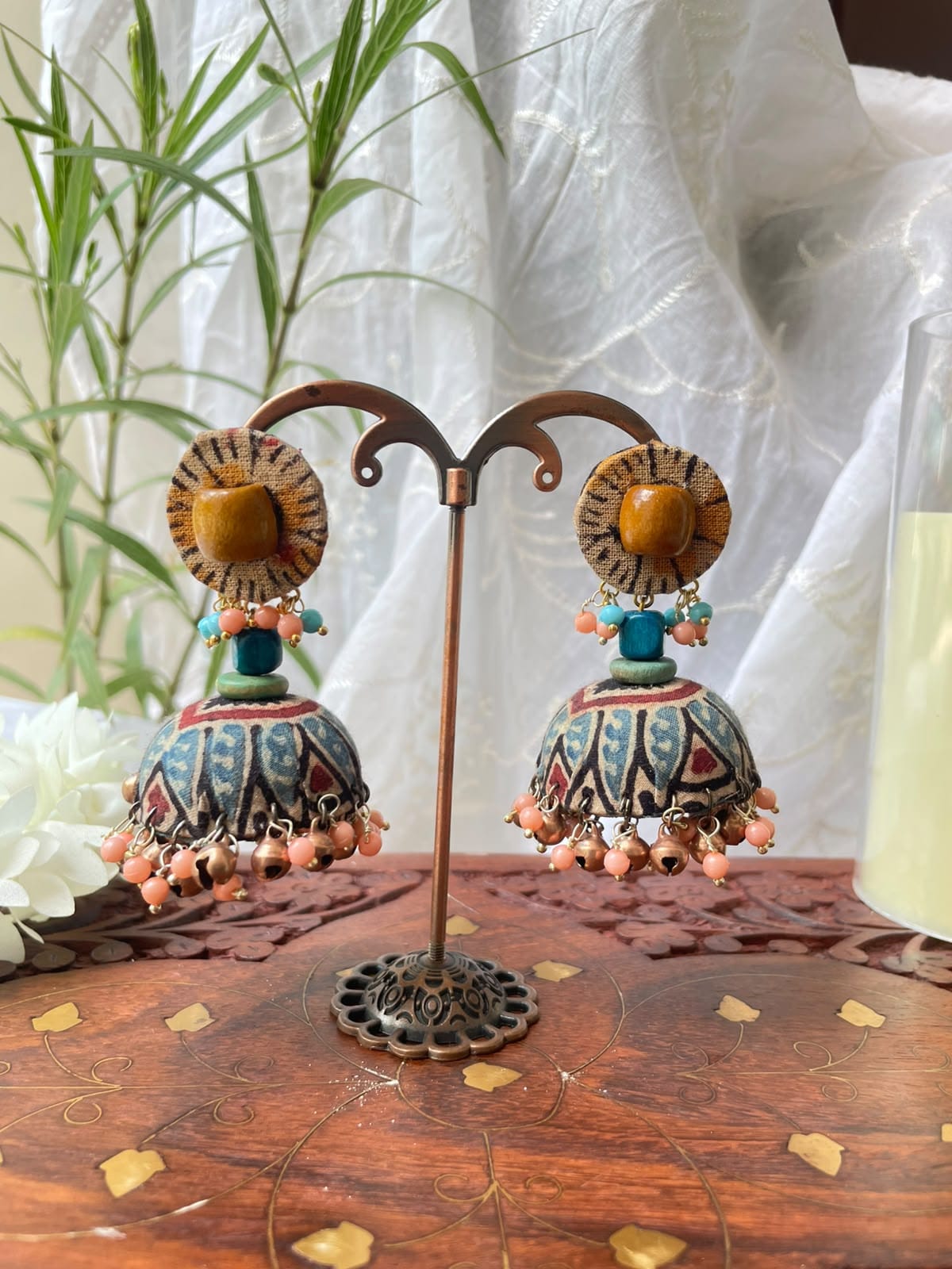 Mrignayani Handcrafted Fabric Jhumkis - Image 3