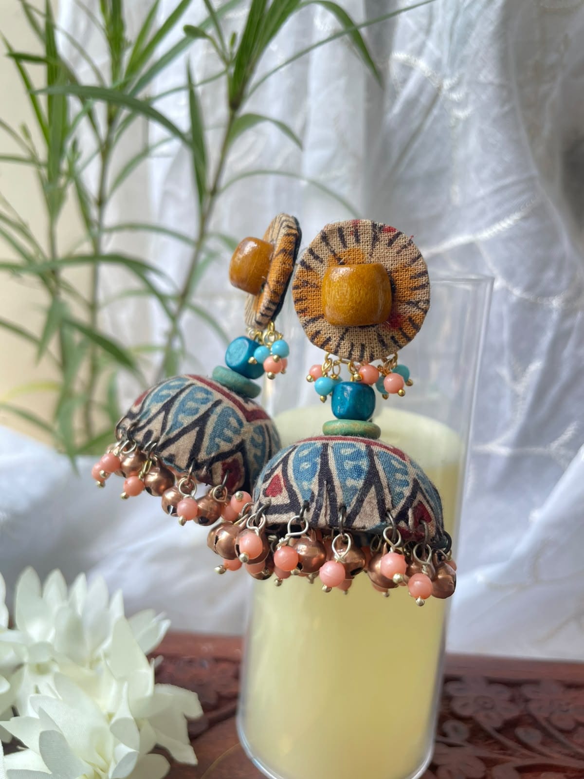 Mrignayani Handcrafted Fabric Jhumkis - Image 5