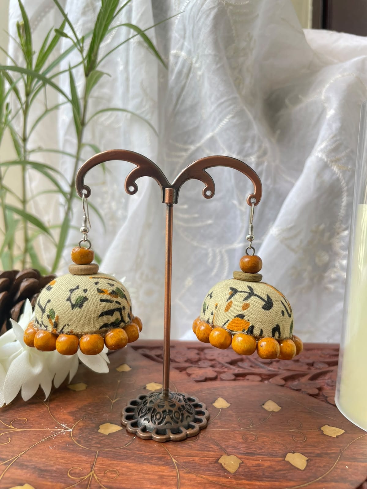 Maaya Handcrafted Fabric Jhumkis