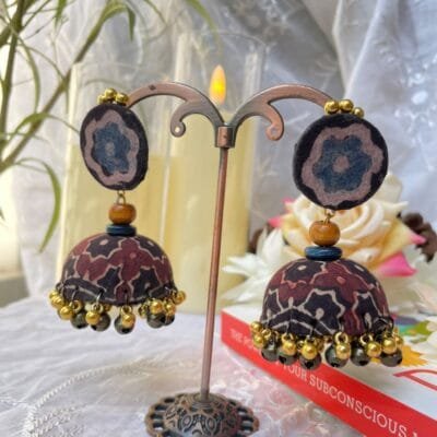 Gulabi Ajrakh Jhumkas
