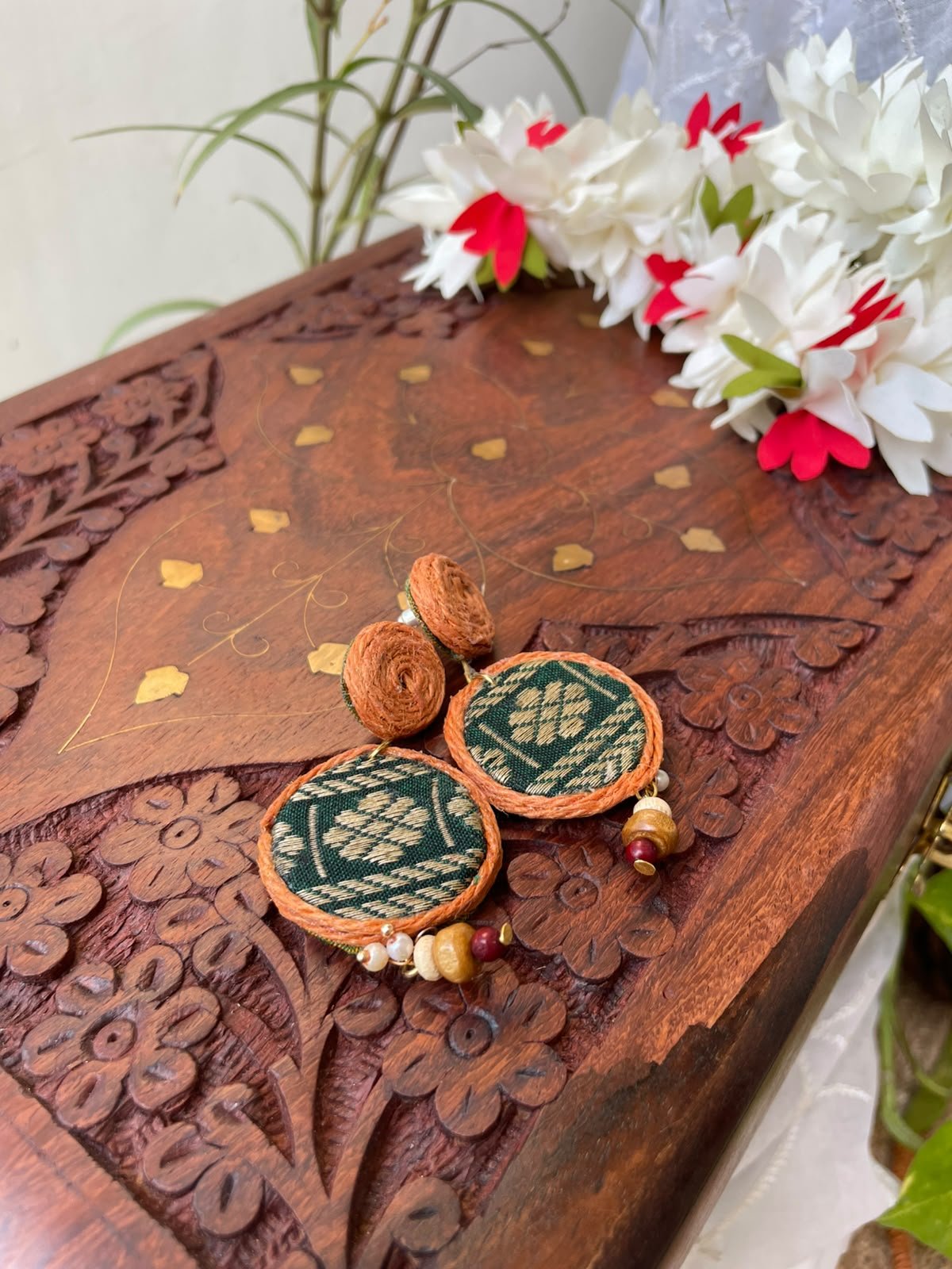 Sanskriti Fabric & Jute Earrings - Image 5