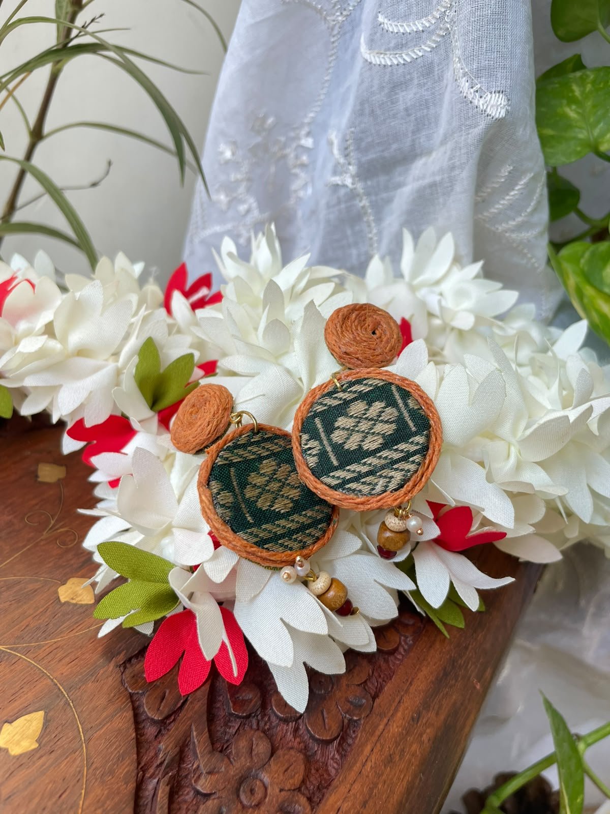 Sanskriti Fabric & Jute Earrings - Image 4
