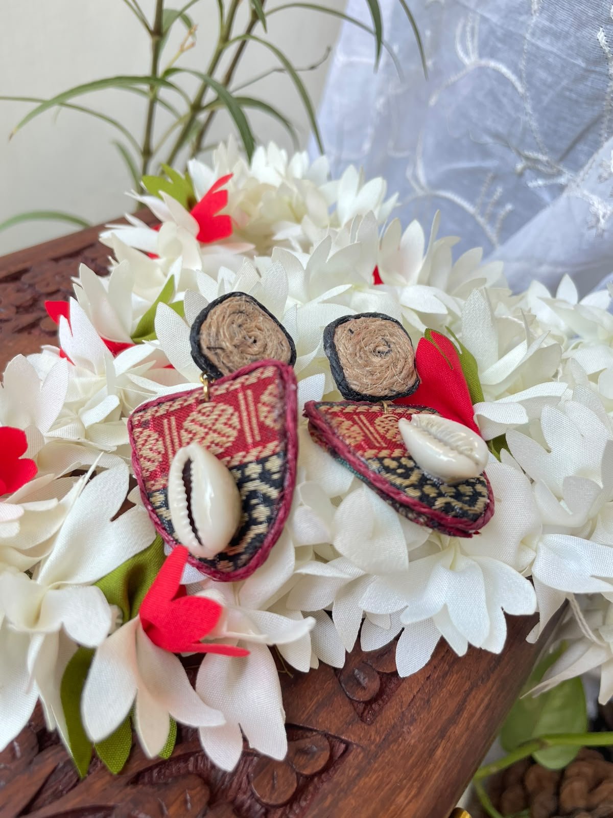 Yamini Fabric & Cowrie Earrings - Image 4