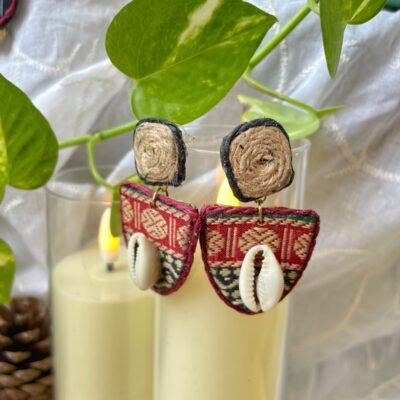 Yamini Fabric & Cowrie Earrings
