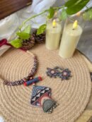 Vanika - Richa: Ajrakh Hasli & Earrings Set