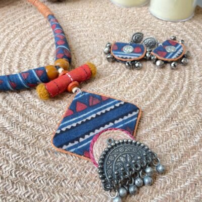 Vanika - Disha: Ajrakh Hasli & Earrings Set