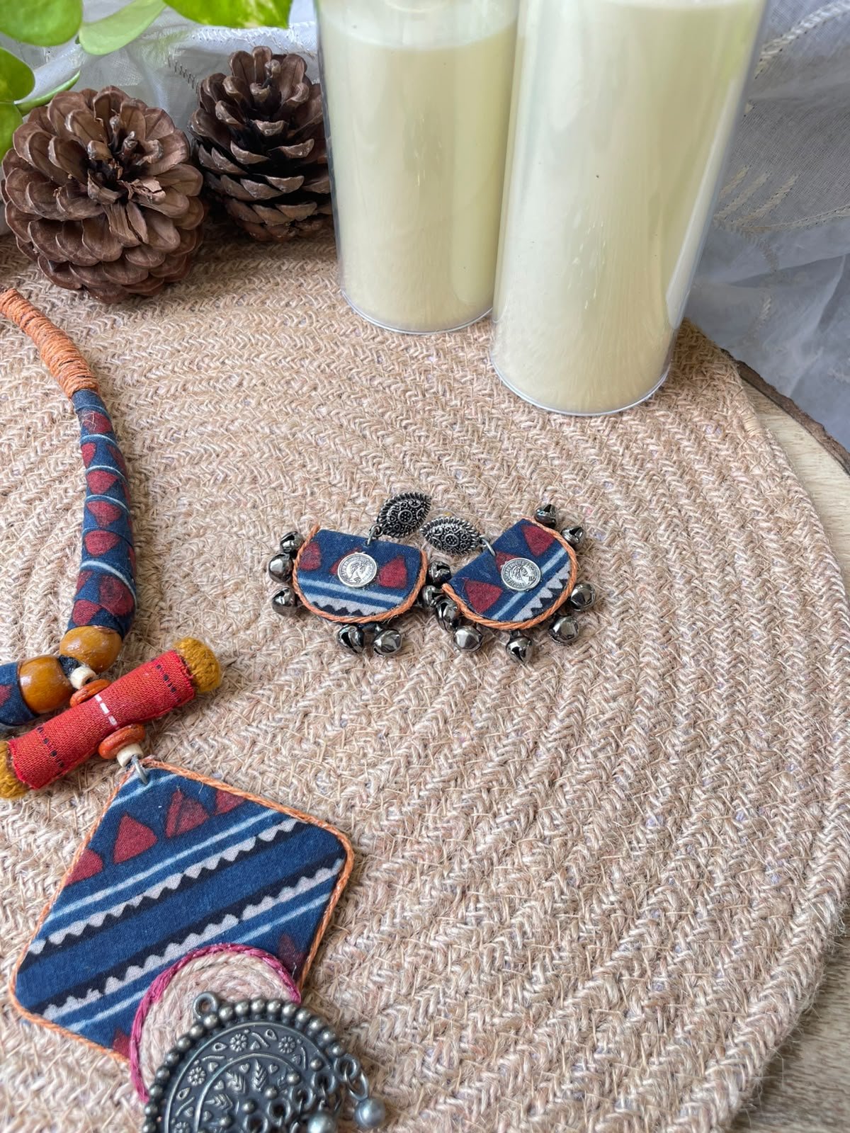 Vanika - Disha: Ajrakh Hasli & Earrings Set - Image 5