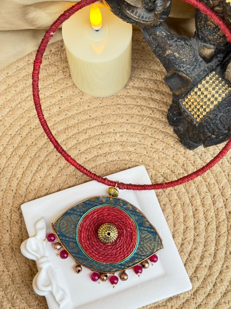 Nazar-e-Surkh Hasli Necklace and Earring Set - Image 4